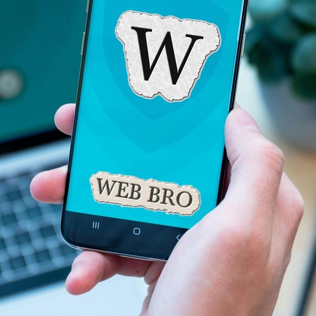 Cell phone with Web Bro logo